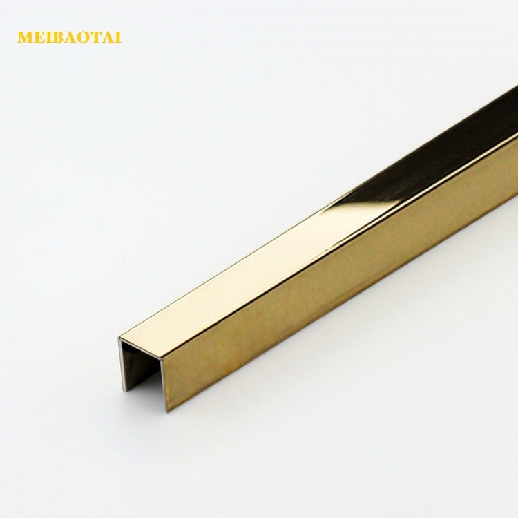 U6 Profile Mirror Stainless Steel Ceiling Tile Decoration Shape 10FT Length