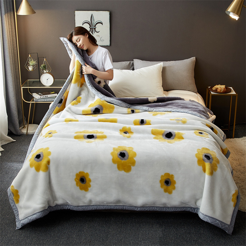 Jacquard Weave Coral Fleece Raschel Blanket for Winter Thickened Plush Nap Cover Bed