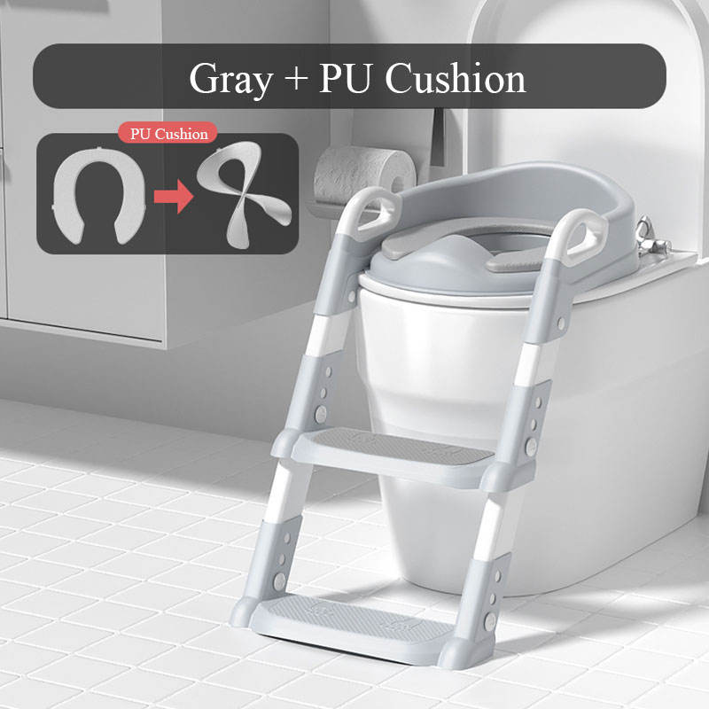 Solid Pattern Type Children Potty Ladder Toilet Seat With Soft Cushion