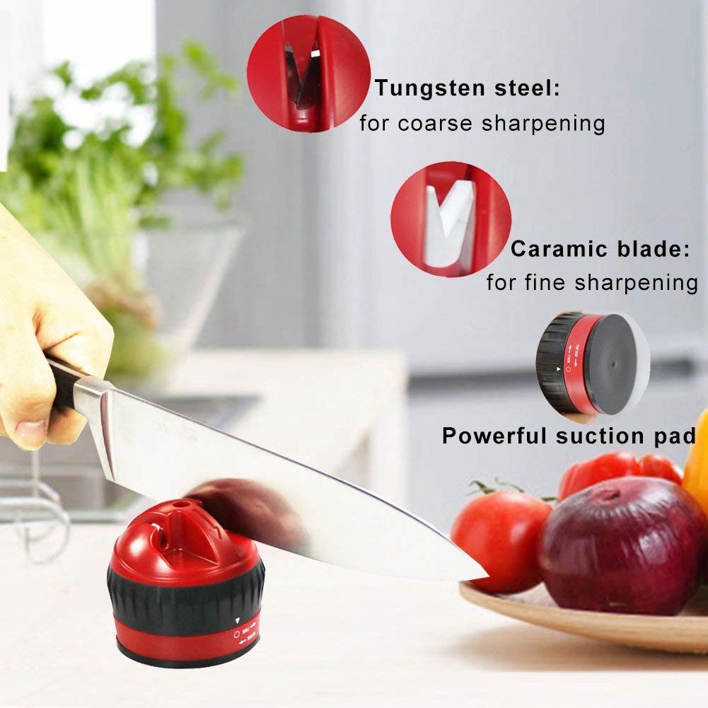 Mini Two Stage Kitchen Knife Sharpener With Suction Pad