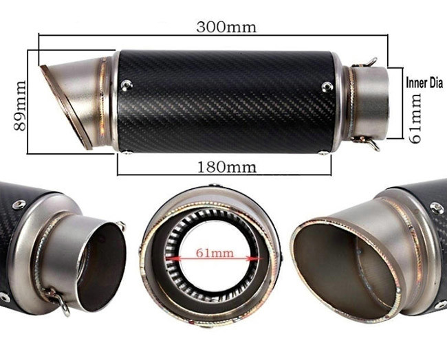 Motocross universal motorcycle muffler 51 - 61mm Carbon Fiber Exhaust Pipes