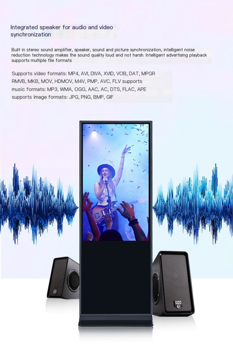 IPS HD LCD Floor Standing Touch Screen Kiosk Supermarket High Brightness