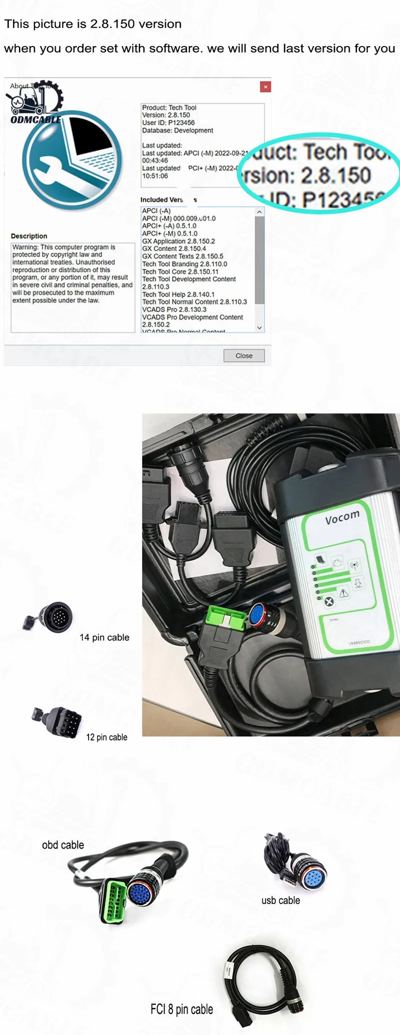 Tech Tool V2.8 PTT SW Software For Vocom 88890300 Interface Tech Heavy Duty Truck OBD2 Cable Diagnostic Scanner