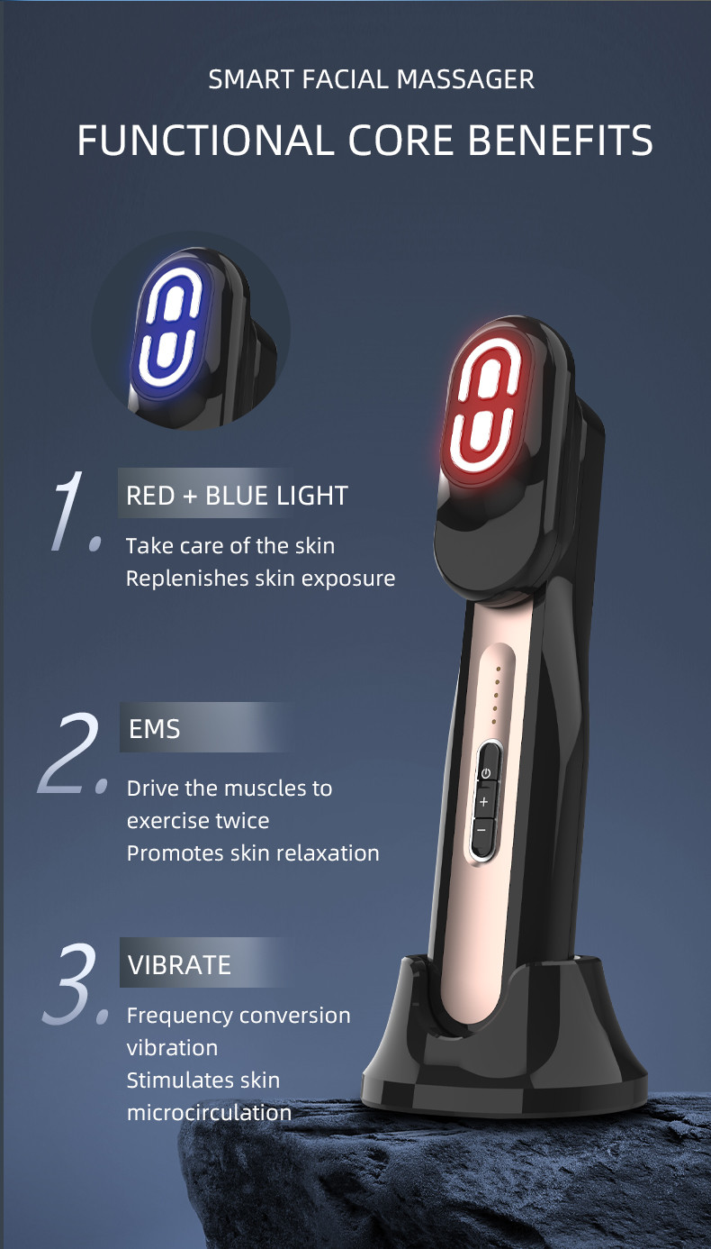 Multifunctional Electric Massage Comb Smart EMS Vibration Red Blue Light Face Body Skin Care Hair Growth