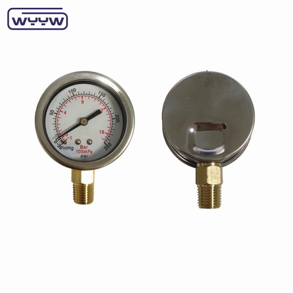 Quality -30inHg Vacuum Compound Gauge Oil Filling Bottom Connection 1/4" Bsp 2" Pressure Gauge for sale