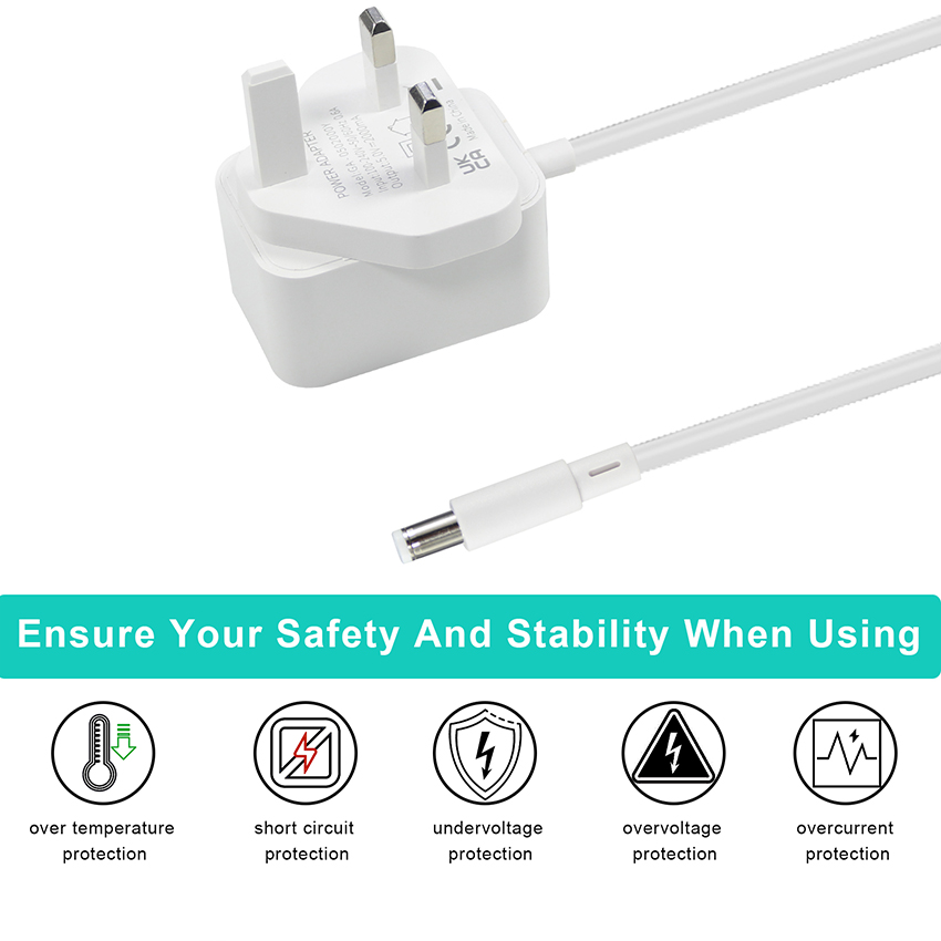 uk 5V 2A LED Strip Light Power Adapter Protective Function Short Circuit Protection