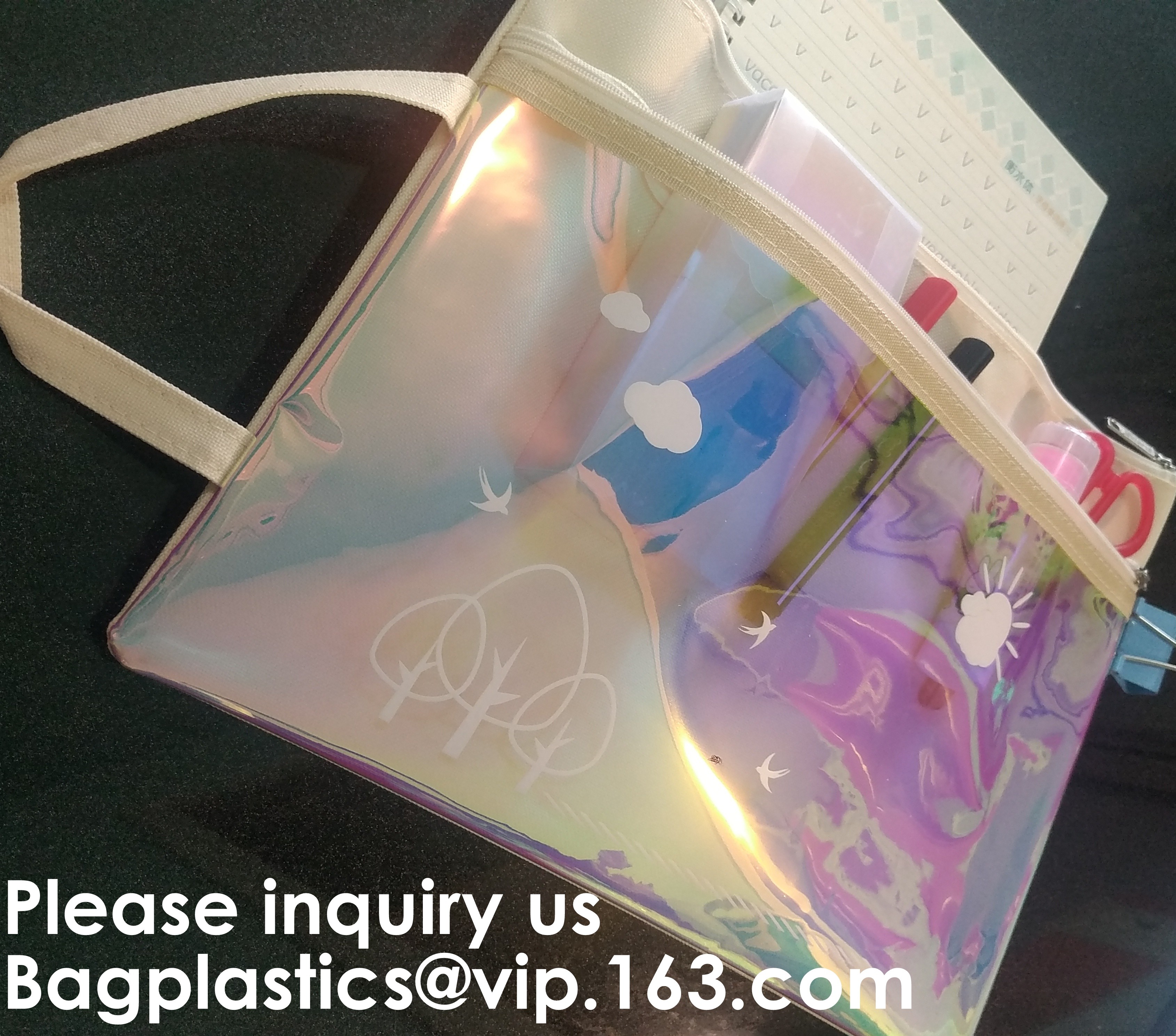 PVC A4/A5/A3 Waterproof Mesh Transparent Zipper File Folder Bag,A4 Double Zipper Mesh File Storage Bag With Color