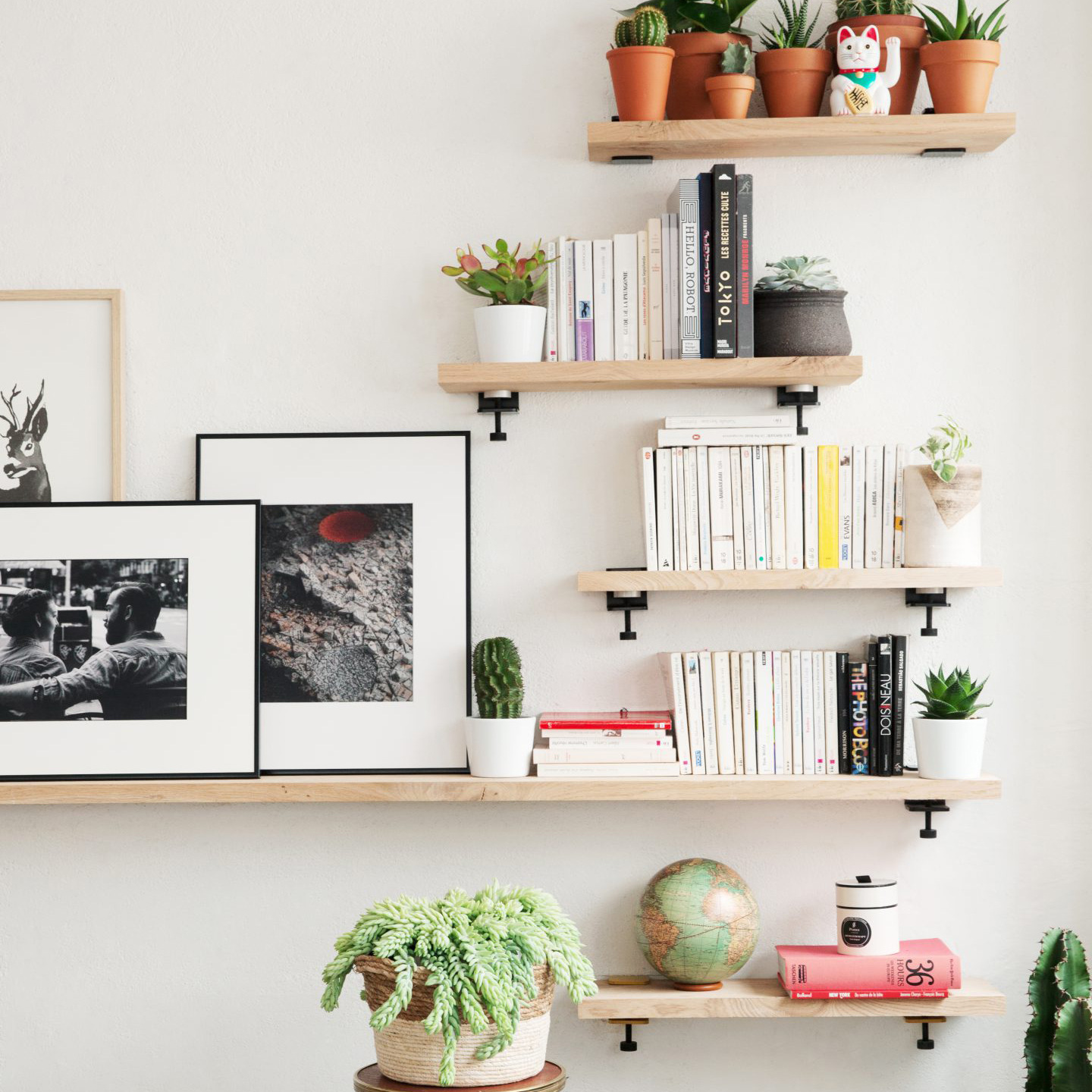 Triangle Bracket Wall Mount Steel C-clamp for Wooden Bookshelf Adjustable Shelf Support