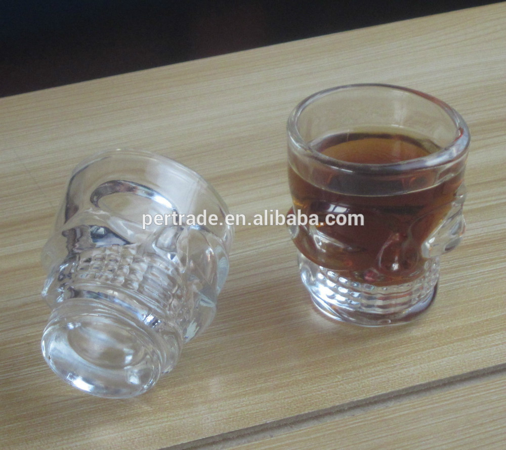 Machine Made Embossed Skull 1.5 Oz Shot Glasses