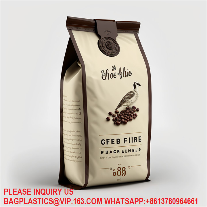 Custom Logo Matt Black Coffee Beans Yam Flour Cassava Flakes Aluminum Foil Flat Bottom