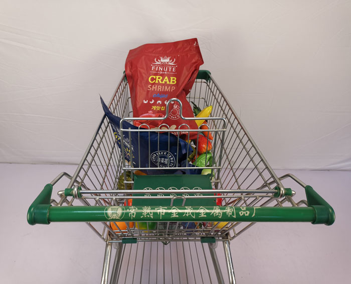 100L American Style Steel Shopping Cart Chain Store Shopping Cart With Elevator Wheels