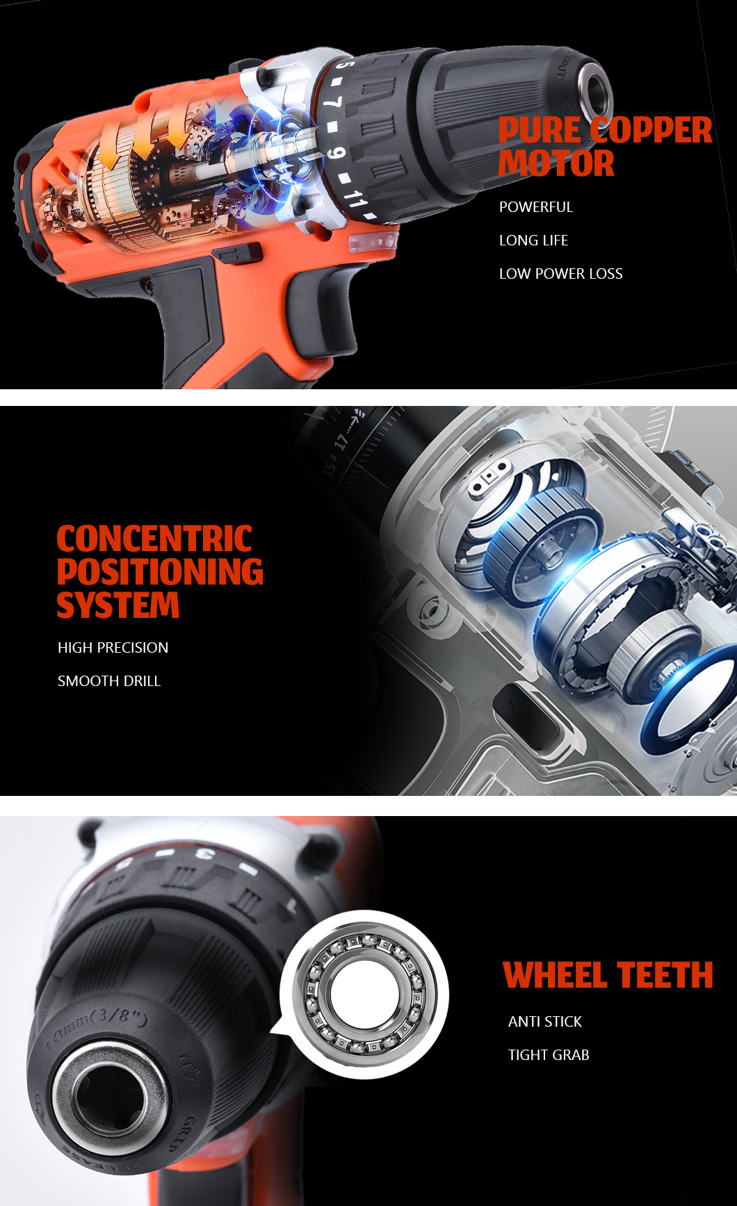 21Volt Cordless Power Tools Combo Kits 41PCS Lithium Ion Battery Operated Drill Machine