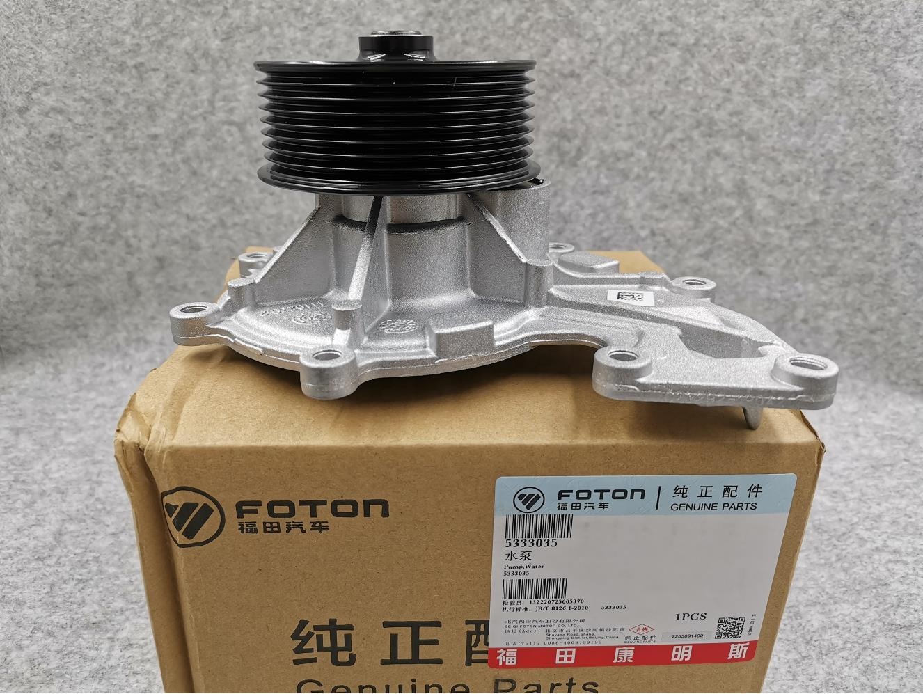Standard Size Genuine Foton Cumminss ISF3.8 Engine 5288908 CN1133278 Water Pump Metal
