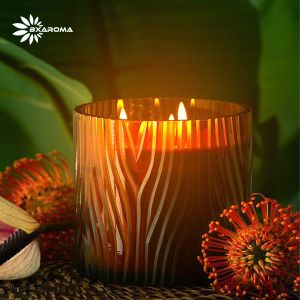 ODM Aromatherapy Aroma Scented Candle Lemon Round Shape Custom