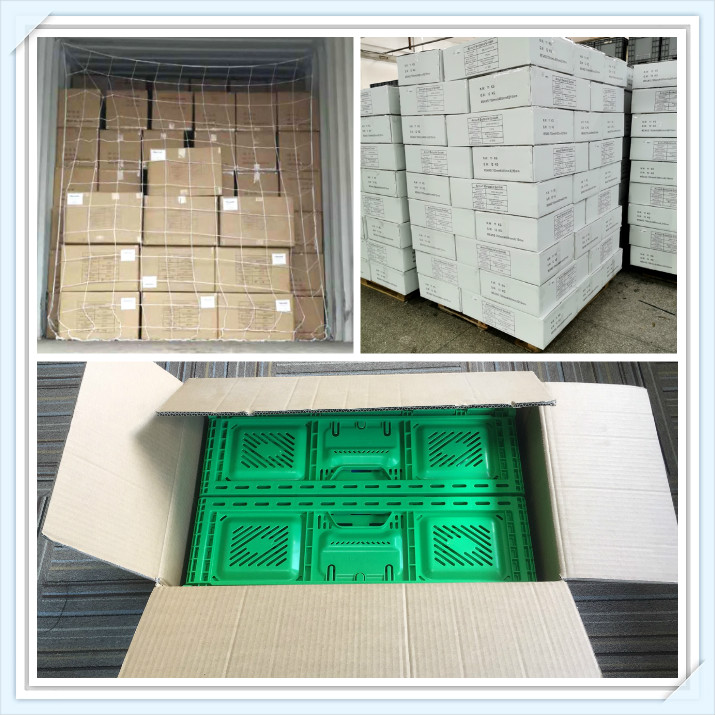 Yellow Rectangular Plastic Square Crate Folding Plastic Storage Bins External 508x338x245mm