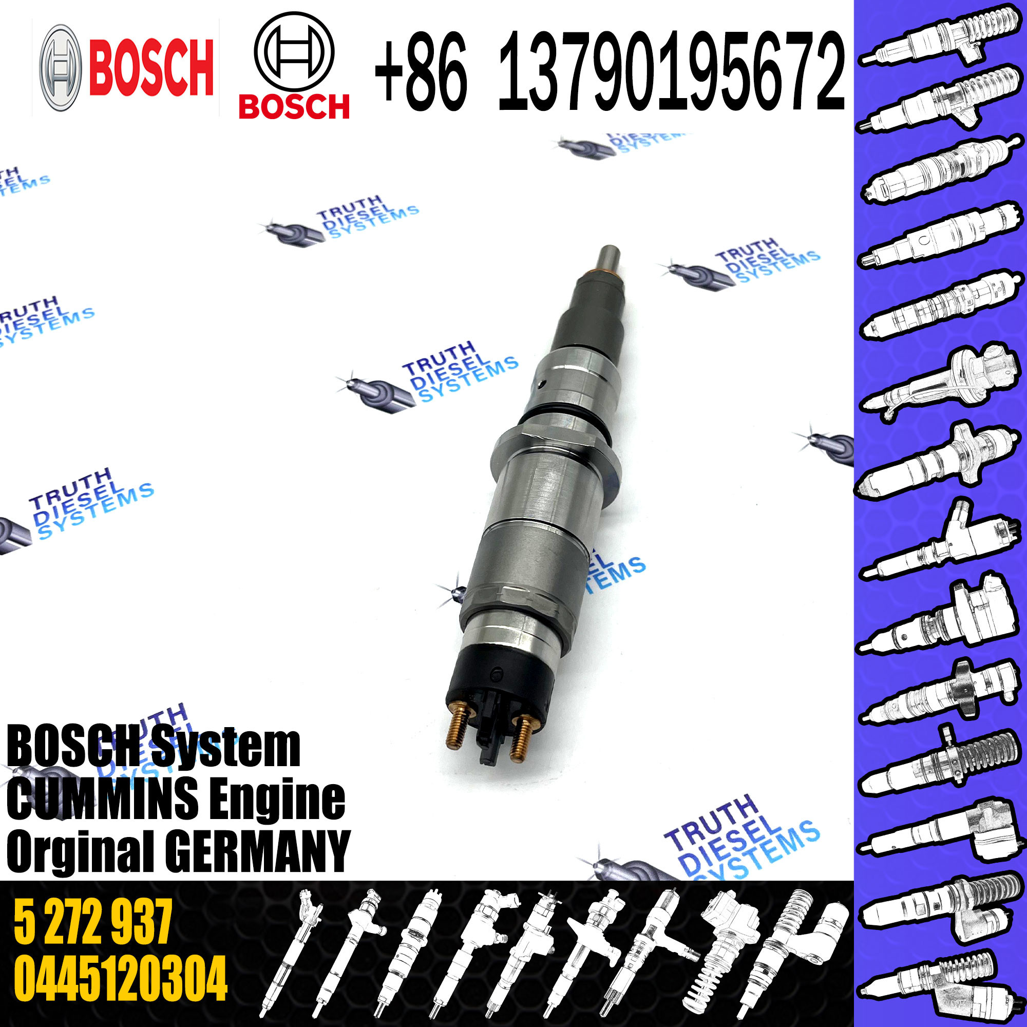Cummins Fuel system Common rail fuel injector 0445120304 ISLe QSL9 engine fuel injector 5272937