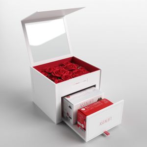 Customized CMYK Pantone Color Printed Paper Two Layer Flower Box With Clear PVC