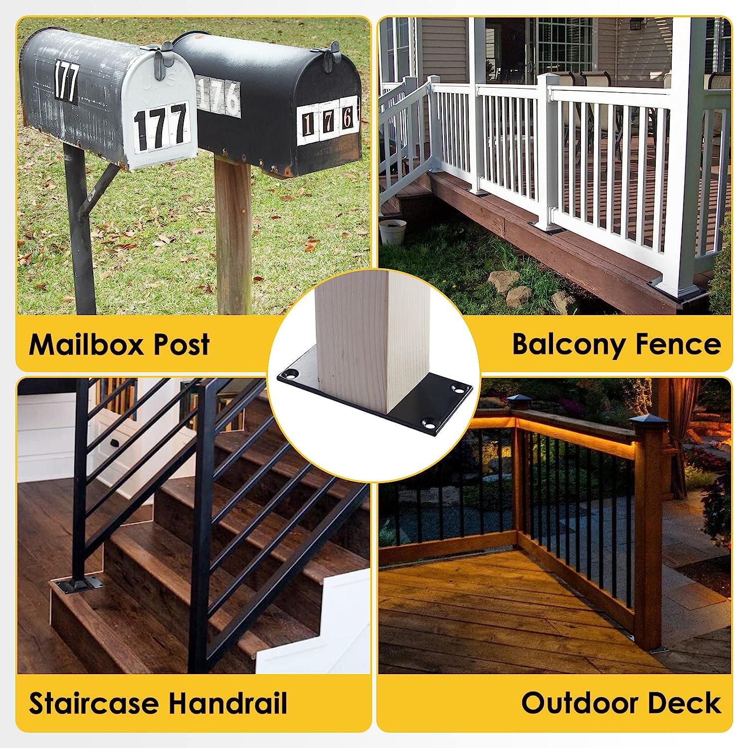 Nonstandard Well Design Post Anchor Base Metal Plate for Deck Railing Wood Fence Mail Post Base Mounting