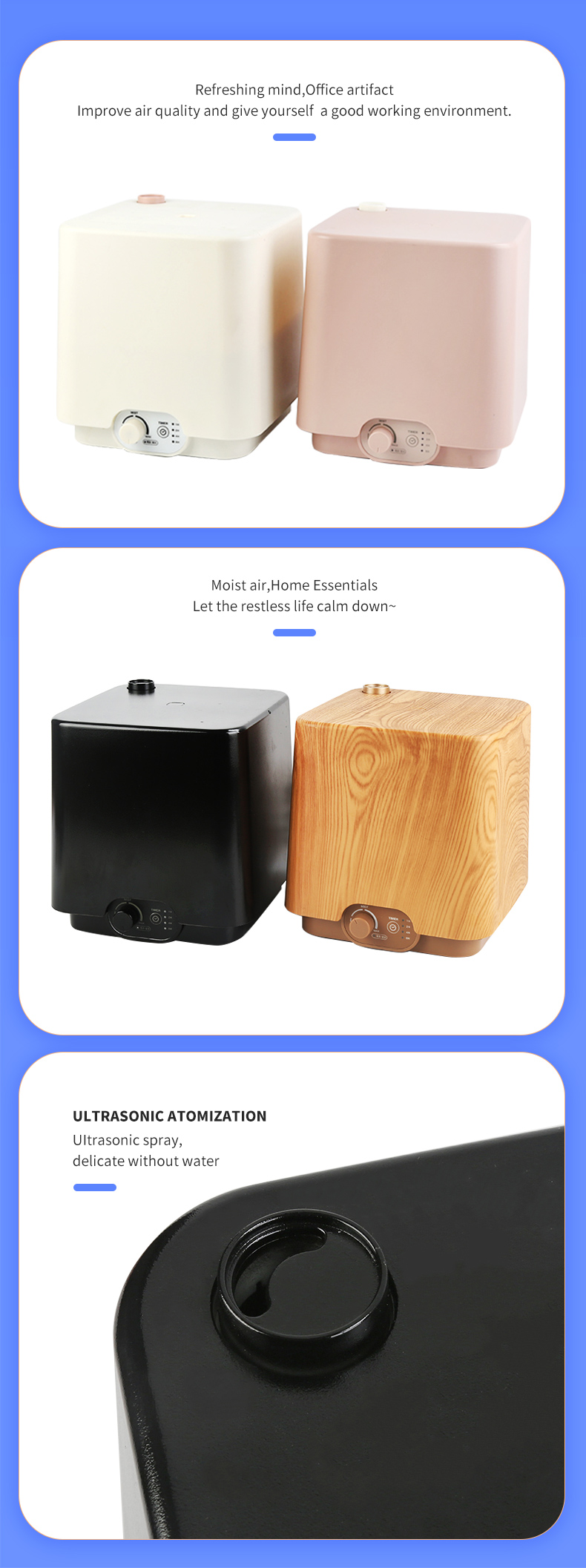 Unique Design Aroma Room Steamer Humidifier 200*215*215mm For Desk Table