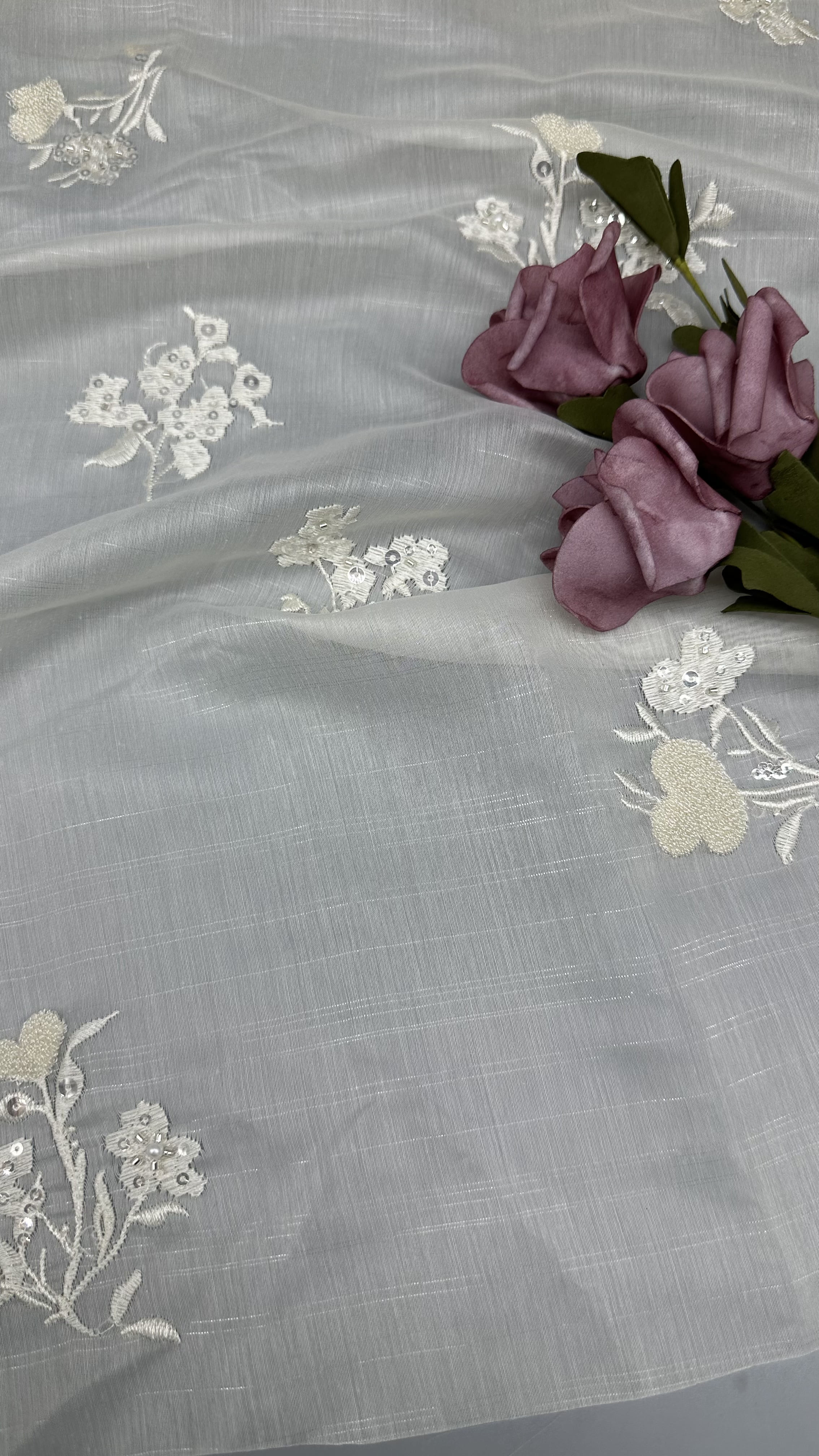 High Quality Floral Tulle Mesh Fabric Breathe Mesh Lace Fabric Leafy Sequin Fabric