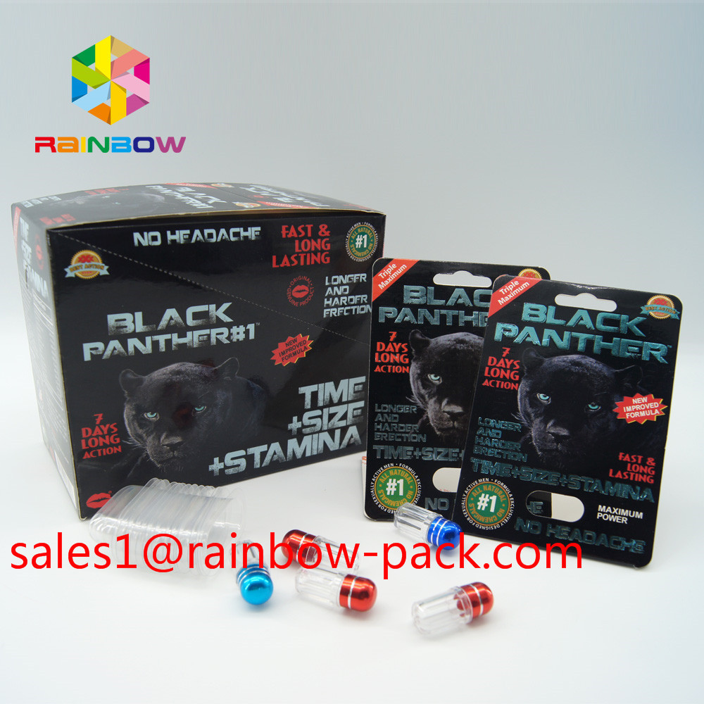3D printing card FX 25000 lenticular plastic 3D card Custom printed rhino V7 3D sex pillspackaging 3D sex pill card