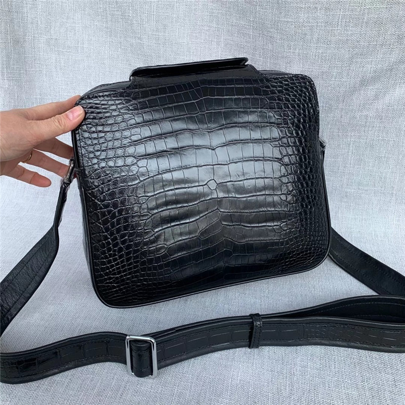 Exotic Real Alligator Skin Men Single Shoulder Bag Authentic Real Crocodile Leather Satchels Purse Male Messenger Bag
