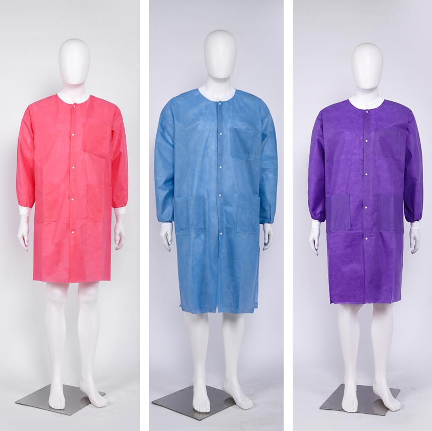 S&J Factory Price Nonwoven Disposable PP white Lab Coat Non woven for Kids or Adults