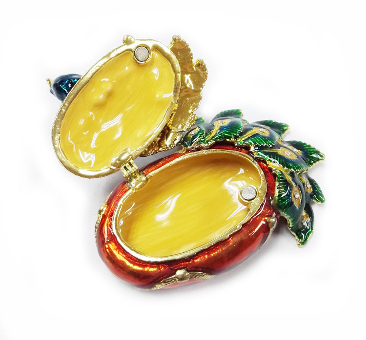 Fashion peacock shaped metal jewelry boxes peacock trinket box jewelry packing box