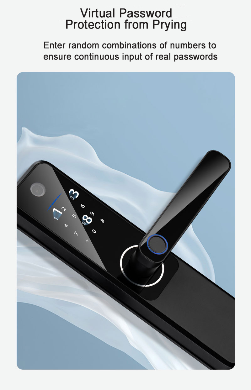 Qleung S802MAX Fingerprint Wifi Tuya App Remote Unlock Card Code Camera Digital Smart Home Door Lock