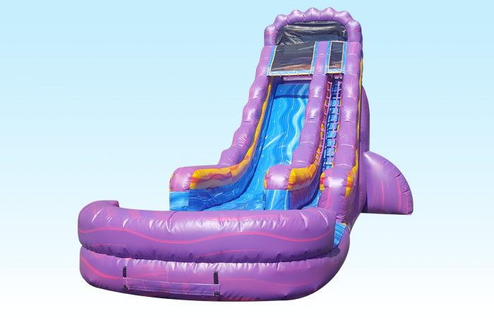 Teenager 22ft Purple Paradise Inflatable Water Slides With Pool For Backyard Party