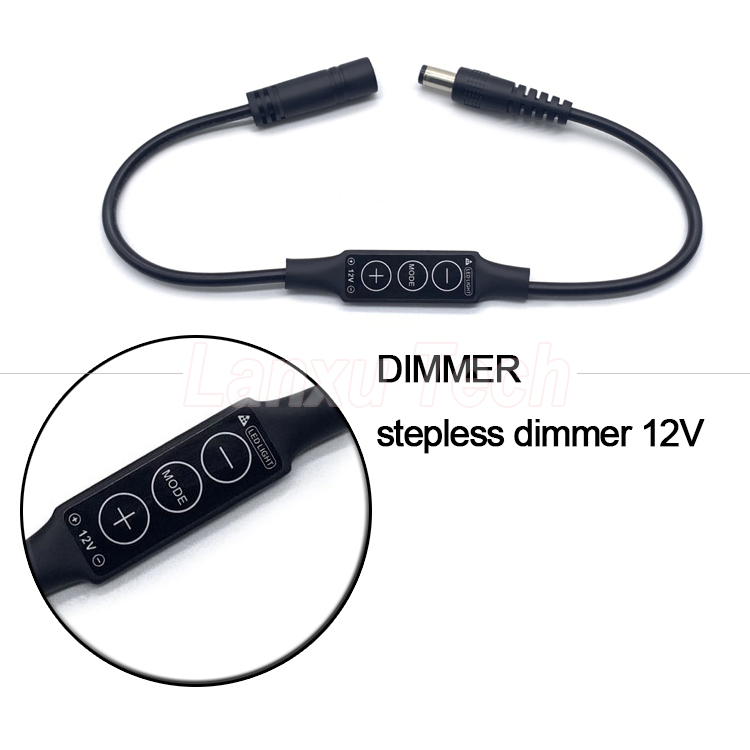 Stepless Light Male to Female DC Barrel Jack 5.5x2.1mm 5.5x2.5mm 3.5x1.35mm Cable Dimmer for LED Lamp Strip