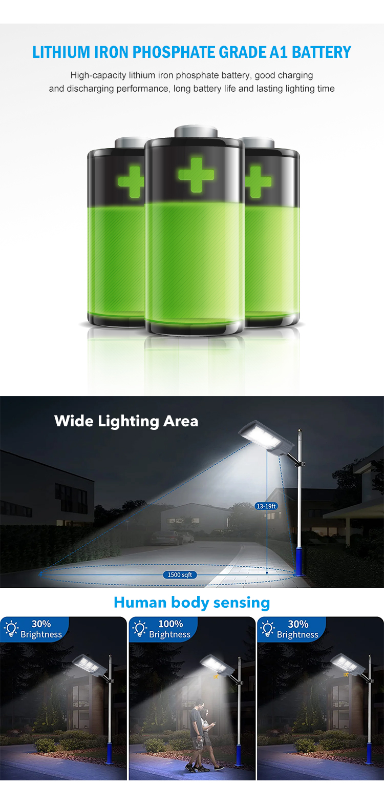 Garden Road Ip65 Outdoor Waterproof Solar Light ABS 100w 200w 300w 400w 500w Integrated All In One Led Solar Street Light