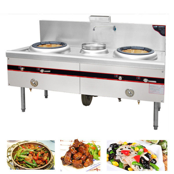 Stainless Steel Commercial Gas Cooking Stoves With 2 Burners 1 Spare Water Pot