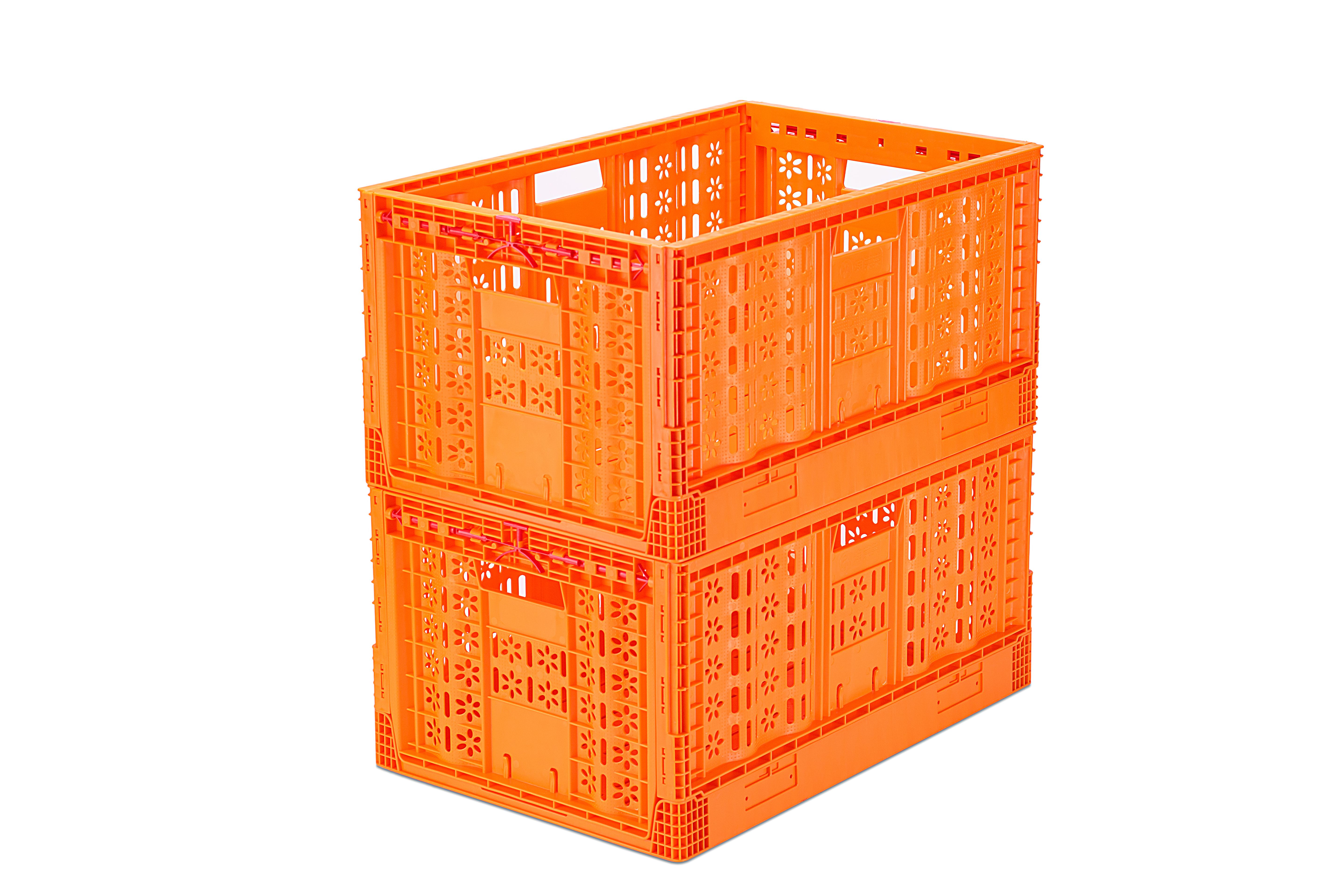Customized Color Foldable Collapsible Stackable Tomato Basket Moving Fruit Crate