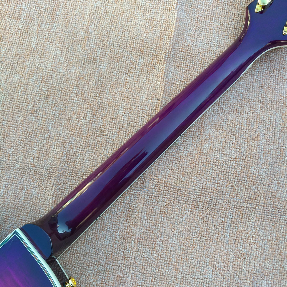 Custom LP Semi Hollow body Electric Guitar with F holes, Abalone Flower inlaid fingerboard guitar, free shipping