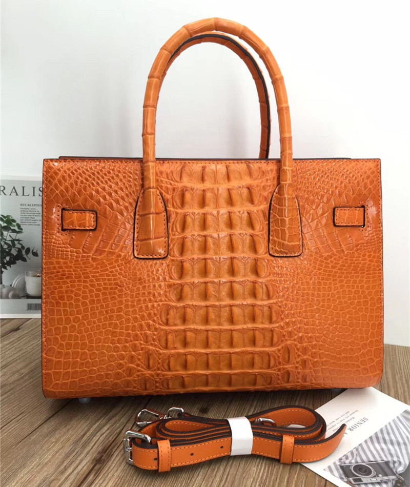 Exotic Genuine Alligator Skin Women Working Totes Large Shoulder Bag Authentic Crocodile Leather Lady Top-handle Handbag