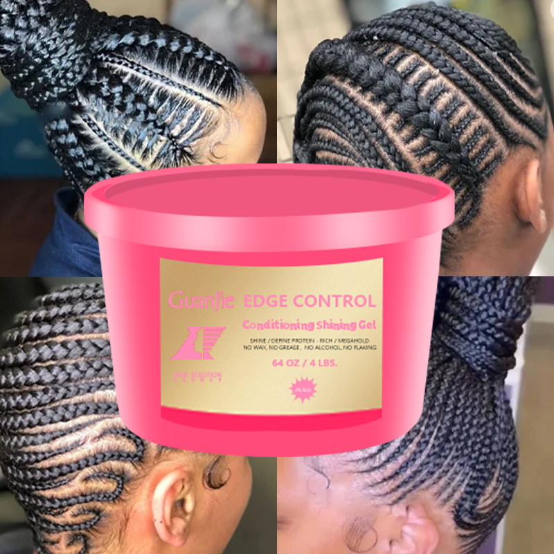 Custom Logo 64oz Extreme Hold Braid Gel Neat Braid Loc Twist Non Residue Professional Perfect Finished Braiding 4C Hair Gel