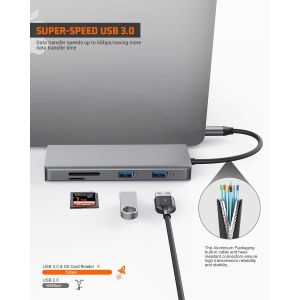 Usb C Dual Hdmi Hub ICZI USB C Hub 11 In 1 USB C Multiport Adapter With 2 HD 4K