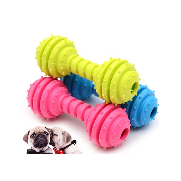 Colorful Bone Shape TPR Pet Dog Toy Suitable for All Seasons Barbell Dog Chew