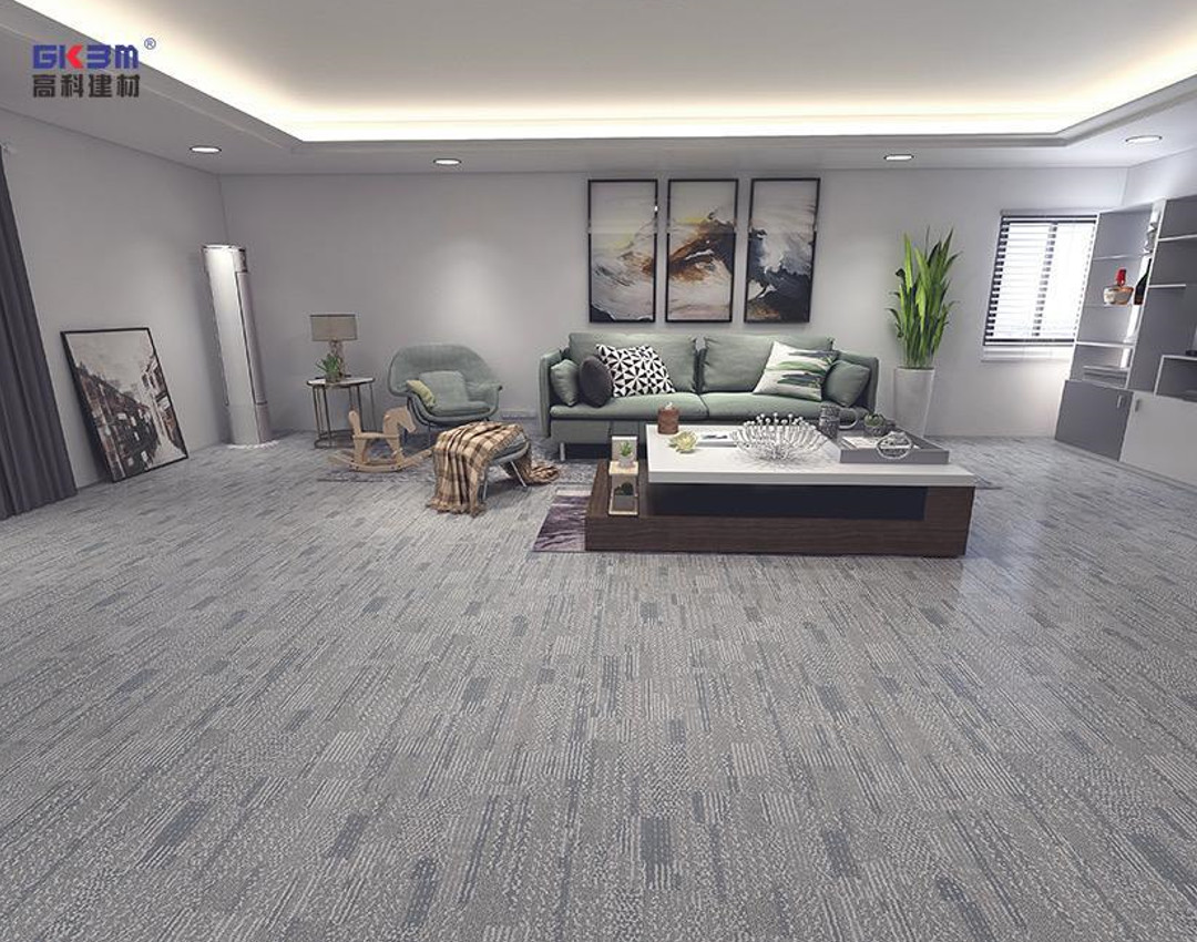 Castle Grey Carpet Vinyl Flooring 7''X48'' For Office Waterproof GKBM Greenpy SY-C3012