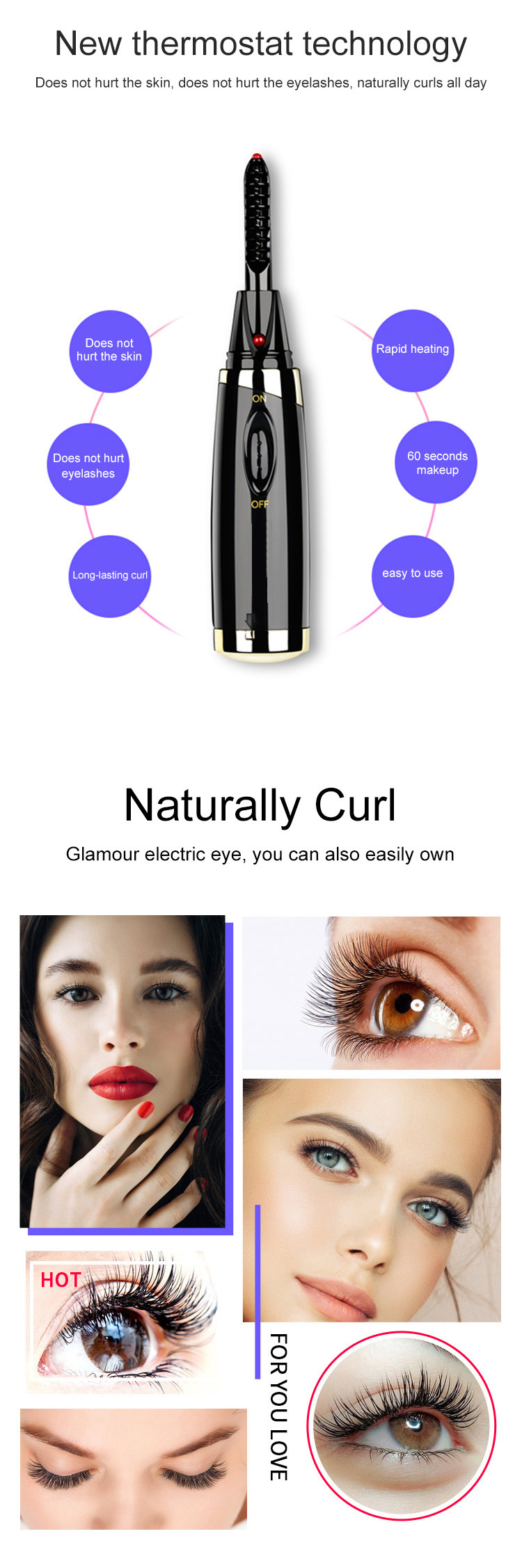 22g Both Side Curved Nickel Chromium Wire Heated Eyelash Curler