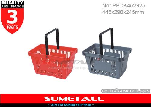 Colorful Hand Shopping Baskets , Rolling Plastic Hand Basket 22L For Grocery
