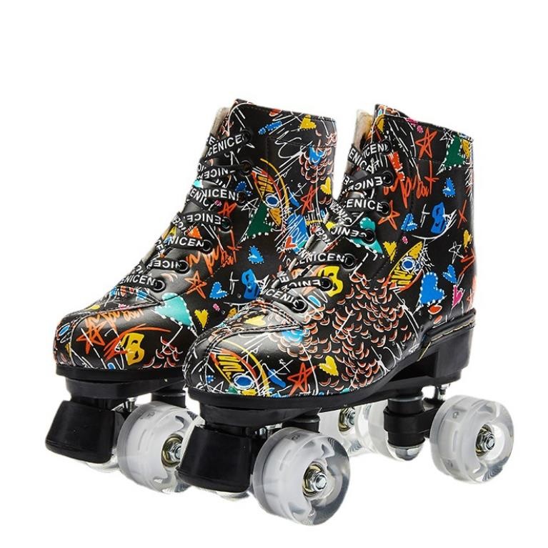 Men's Classic Roller Skates Outdoor Roller Skate Premium Black Quad Rink Skates