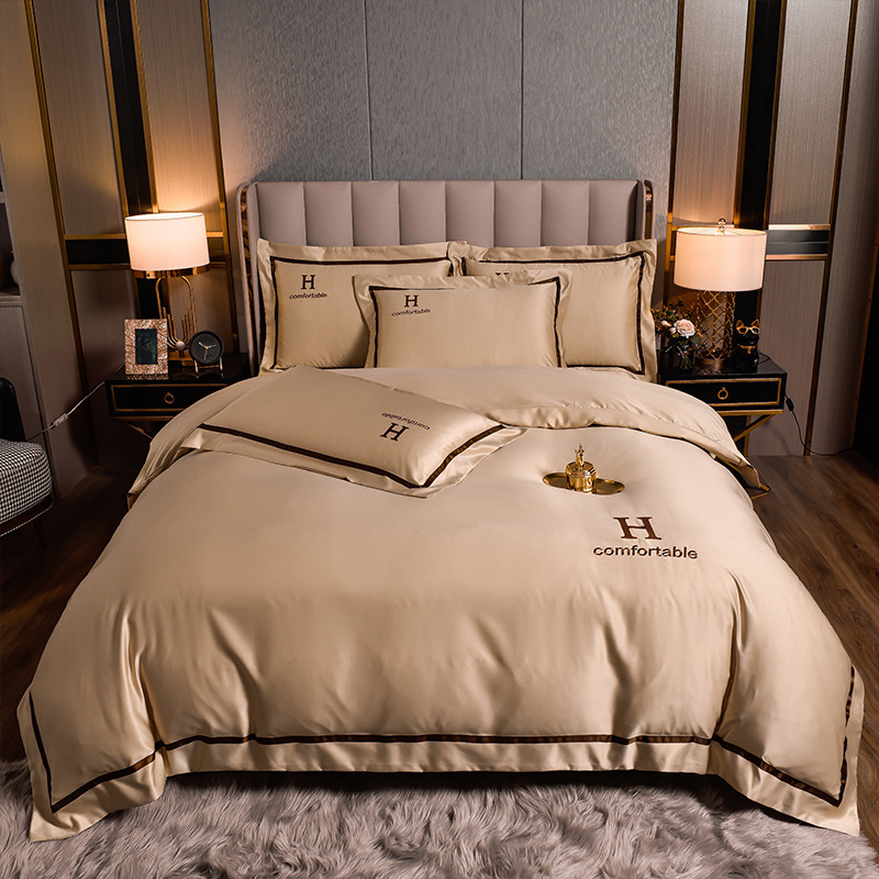 Home Hotel Wedding Luxury Solid Color Duvet Cover Sheet Pillowcase Bedding Set