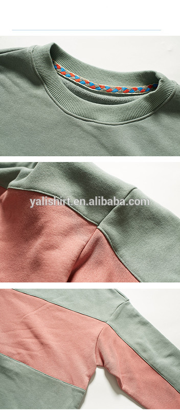 mens crewneck sweatshirt custom splicing cotton sweatshirt without hood