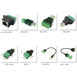 Male 8P8C RJ45 to 8 Pin Screw Terminal Block Adapter for CCTV Video Solution
