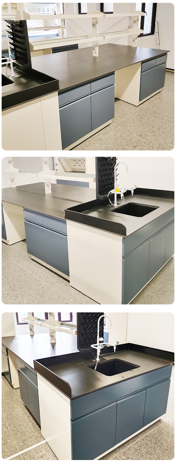 Adjustable Height Lab Bench Table , Anti Alkali Hospital Laboratory Furniture