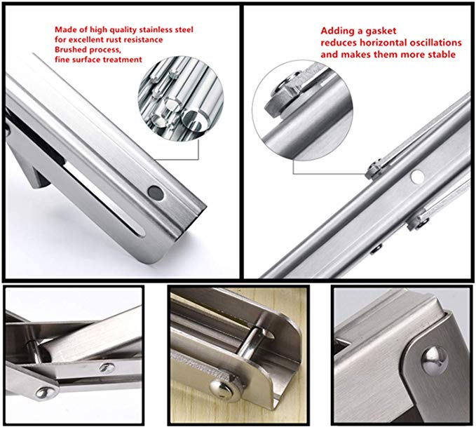 Stamping Punching Bending Process Wall Mount Collapsible Shelf Hinge for 2pcs White