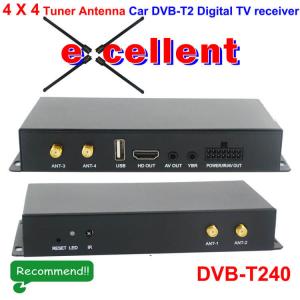 Germany DVB-T2 H265 4 Tuner 4 Diversity Antenna Auto mobile High Speed digital receiver