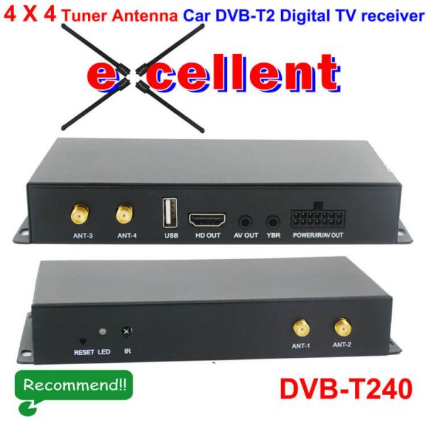 Quality Germany DVB-T2 H265 4 Tuner 4 Diversity Antenna Auto mobile High Speed digital receiver for sale